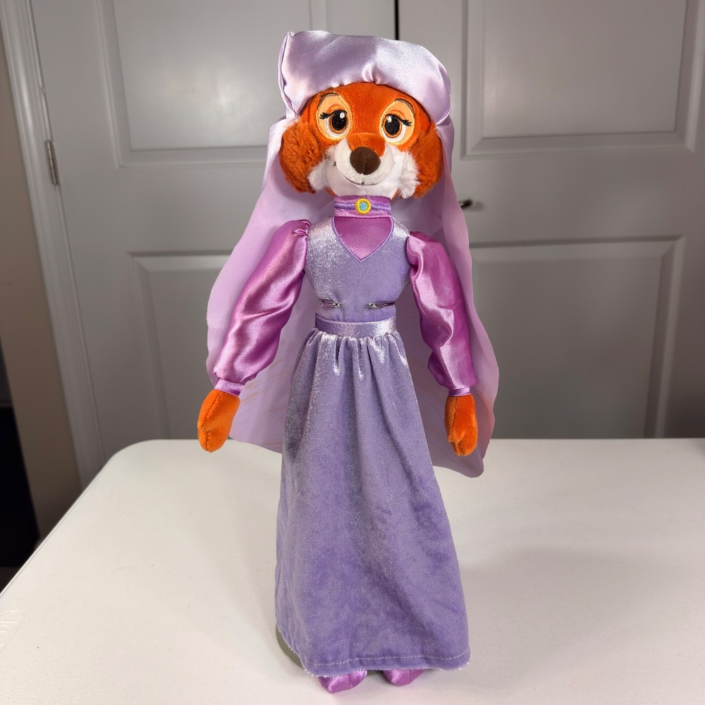 Disney Store Maid Marian Robin Hood Plush Purple Dress Fox Stuffed Animal 16.5"